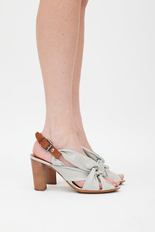 Dries Van Noten Grey & Brown Leather Knotted Strap Heel