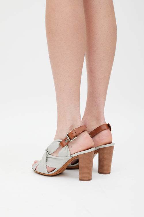 Dries Van Noten Grey & Brown Leather Knotted Strap Heel