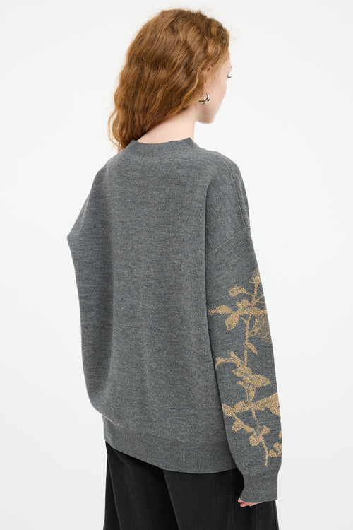 Dries Van Noten Grey & Gold Wool Knit Sweater