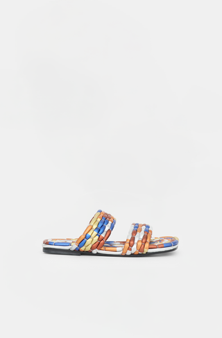 Dries Van Noten Metallic Leather Woven Sandal