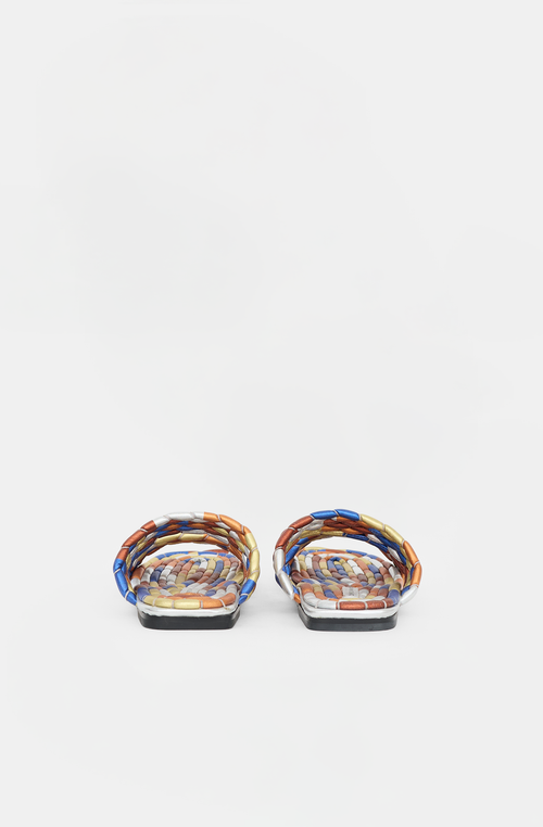 Dries Van Noten Metallic Leather Woven Sandal