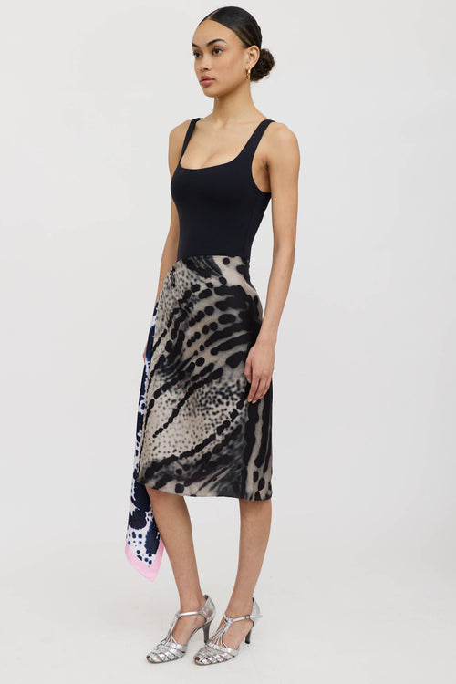 Dries Van Noten Silk Tie Dye Wrap Skirt