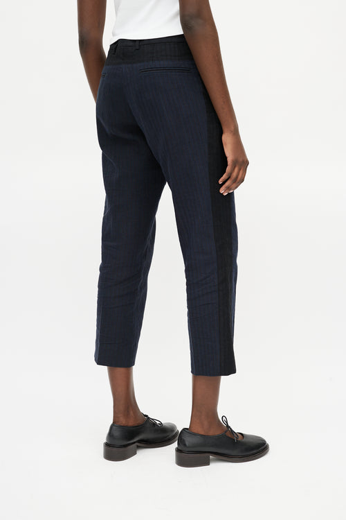 Dries Van Noten Navy & Brown Striped Trouser