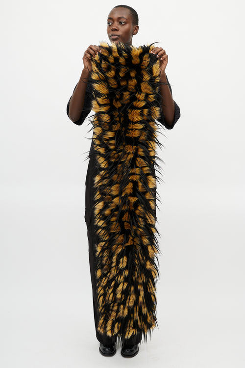 Black & Yellow Greta Faux Fur Scarf
