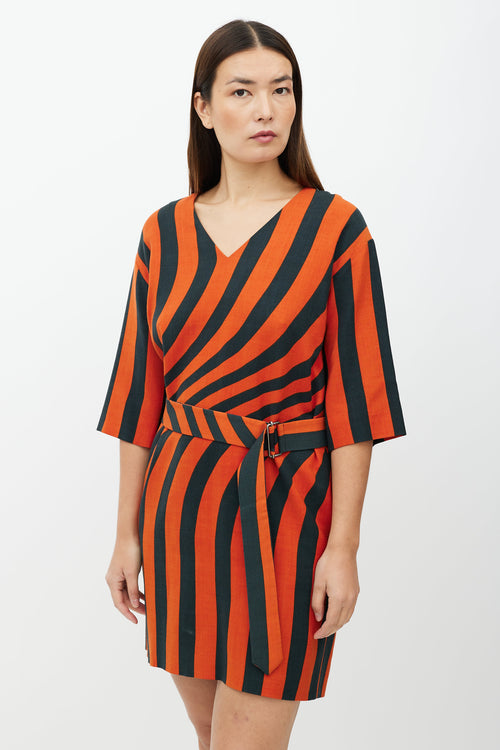 Dries Van Noten Black & Orange Wave Pattern Dress