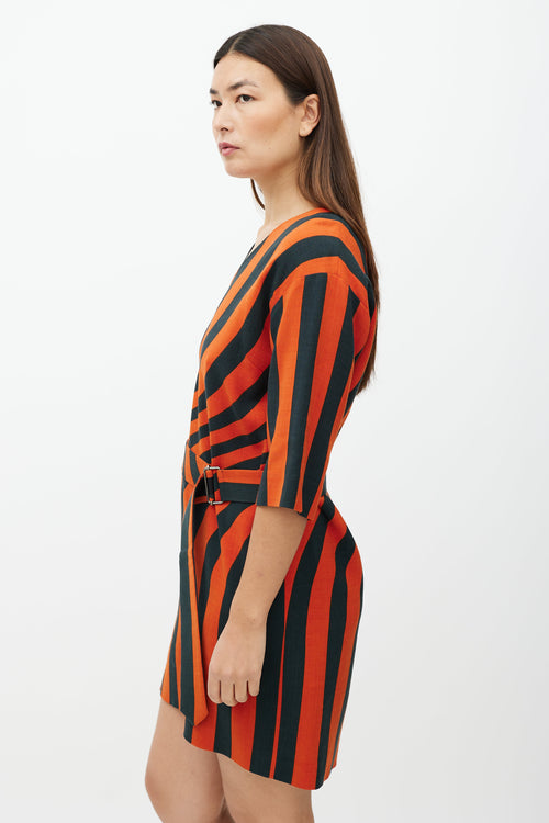 Dries Van Noten Black & Orange Wave Pattern Dress