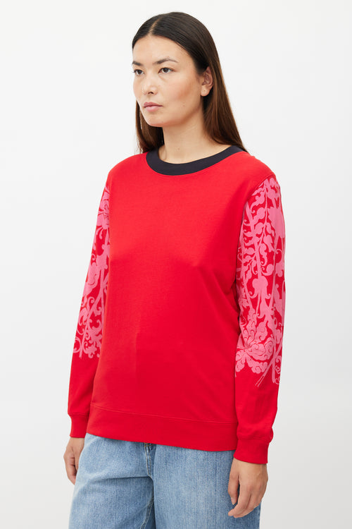 Dries Van Noten Red & Pink Floral Print Top