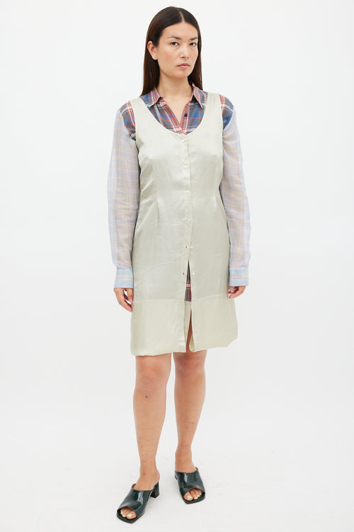 Dries Van Noten SS 2013 Blue & Multicolour Plaid Layered Dress