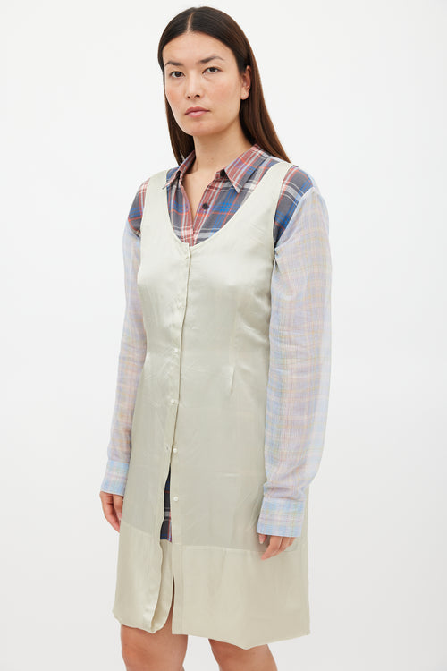 Dries Van Noten SS 2013 Blue & Multicolour Plaid Layered Dress