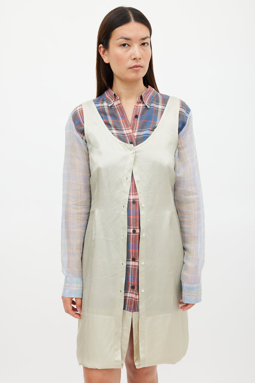 Dries Van Noten SS 2013 Blue & Multicolour Plaid Layered Dress