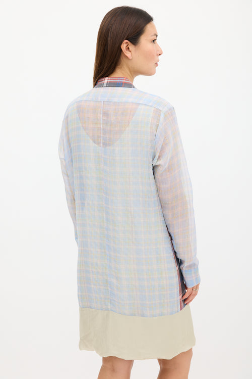 Dries Van Noten SS 2013 Blue & Multicolour Plaid Layered Dress