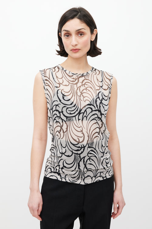 Dries Van Noten SS 2016 White & Back Mesh Tattoo Tank Top