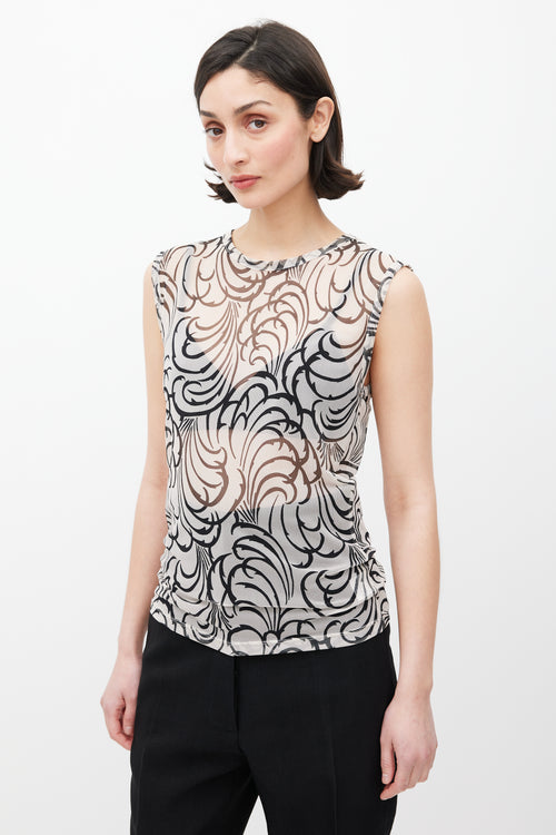 Dries Van Noten SS 2016 White & Back Mesh Tattoo Tank Top