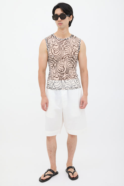 Dries Van Noten SS 2016 White & Black Mesh Tattoo Tank Top