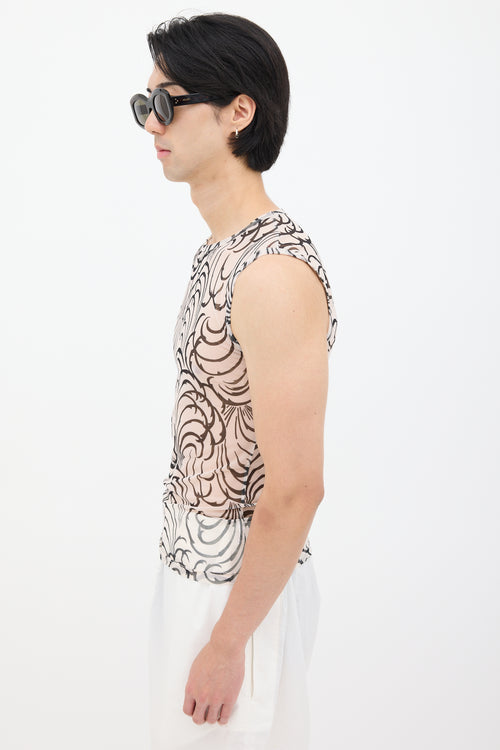 Dries Van Noten SS 2016 White & Black Mesh Tattoo Tank Top