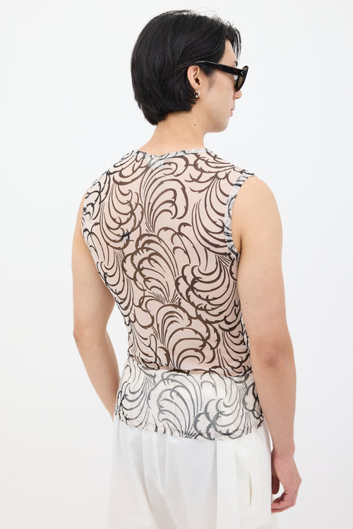 Dries Van Noten SS 2016 White & Black Mesh Tattoo Tank Top