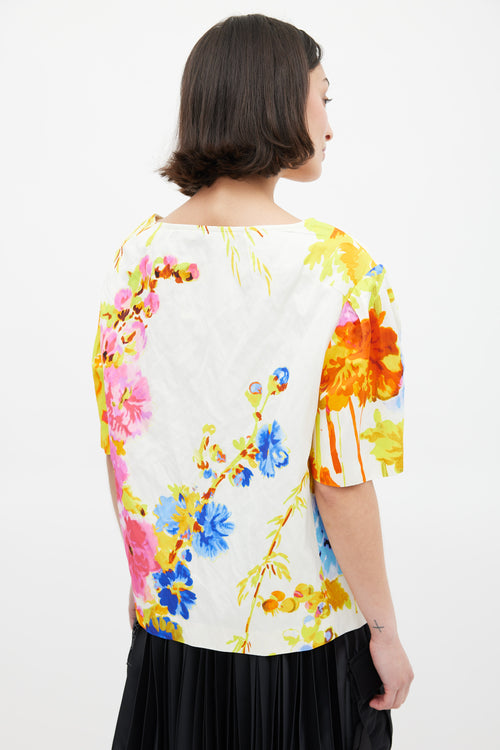 Dries Van Noten SS 2020 White & Multicolour Floral Top