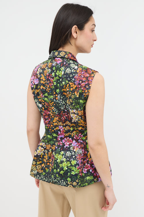 Dries Van Noten Satin Bilas Floral Peplum Vest