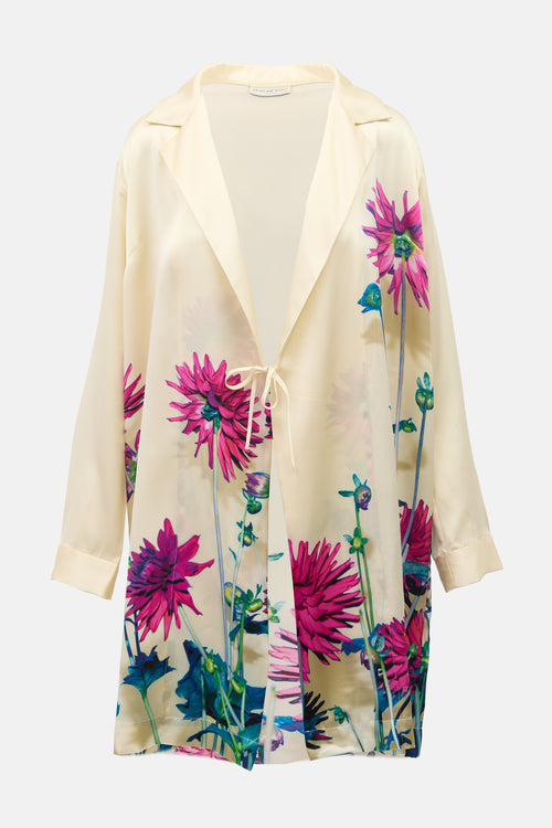 Dries Van Noten Silk Dahlia Print Robe