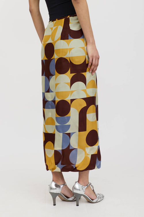 Dries Van Noten Silk Geometric Wrap Skirt