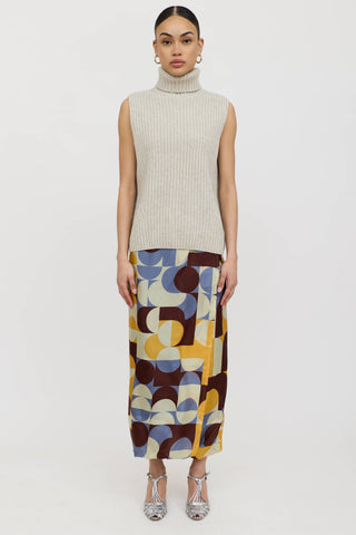 Dries Van Noten Silk Geometric Wrap Skirt