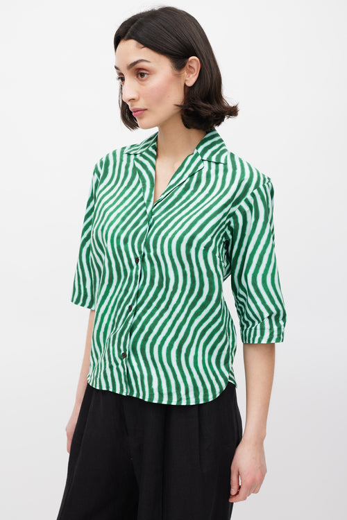 Dries Van Noten X Len Lye SS 2021 Green Wavy Stripe Shirt