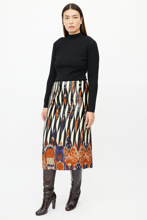 Dries Van Noten Yellow & Multicolour Sequin Skirt