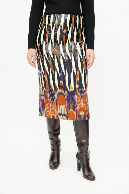 Dries Van Noten Yellow & Multicolour Sequin Skirt