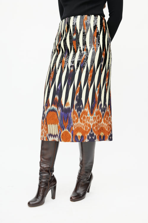 Dries Van Noten Yellow & Multicolour Sequin Skirt