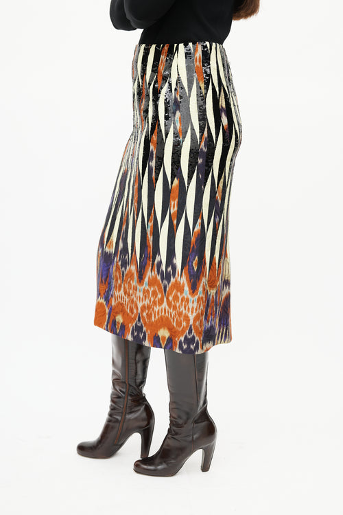Dries Van Noten Yellow & Multicolour Sequin Skirt