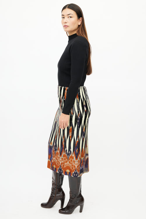 Dries Van Noten Yellow & Multicolour Sequin Skirt
