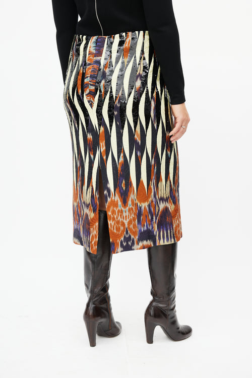Dries Van Noten Yellow & Multicolour Sequin Skirt