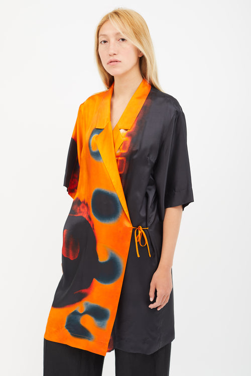 Dries Van Noten x Len Lye Orange & Multicolour Wrap Cardigan