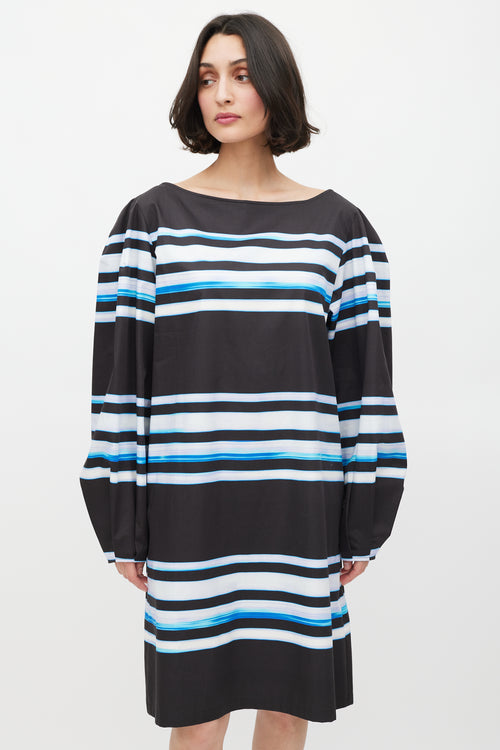 Dries Van Noten x Len Lye SS 2021 Black & Blue Striped Dress