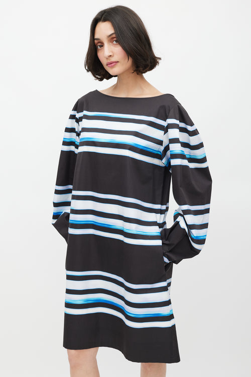 Dries Van Noten x Len Lye SS 2021 Black & Blue Striped Dress