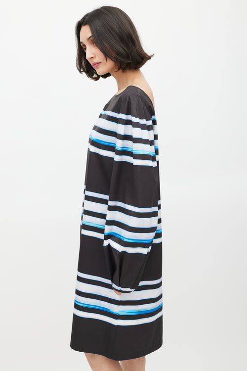 Dries Van Noten x Len Lye SS 2021 Black & Blue Striped Dress