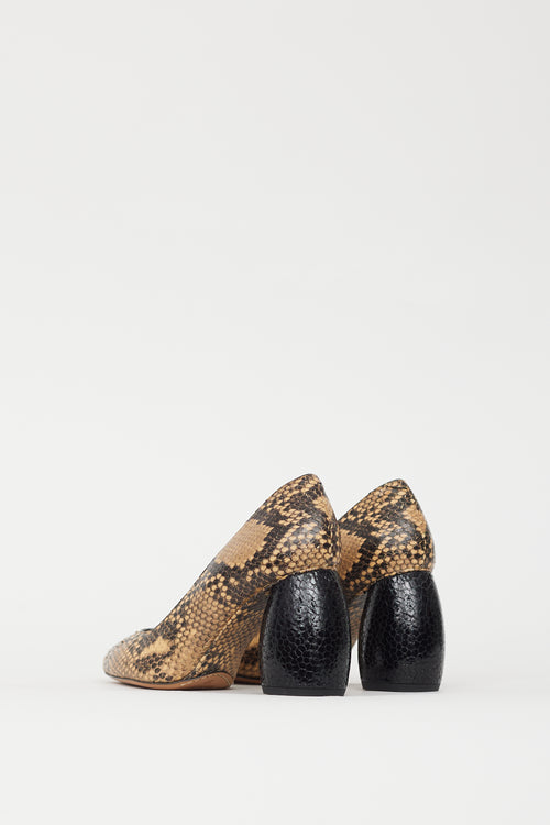 Dries Van Noten Beige & Brown Embossed Leather Pump