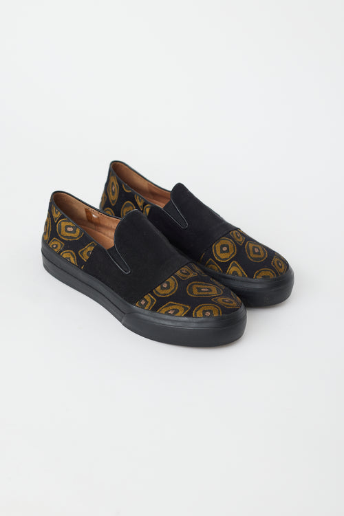 Dries Van Noten Black & Gold Circle Slip On Sneaker