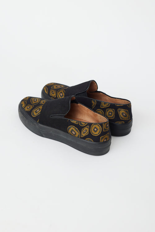 Dries Van Noten Black & Gold Circle Slip On Sneaker