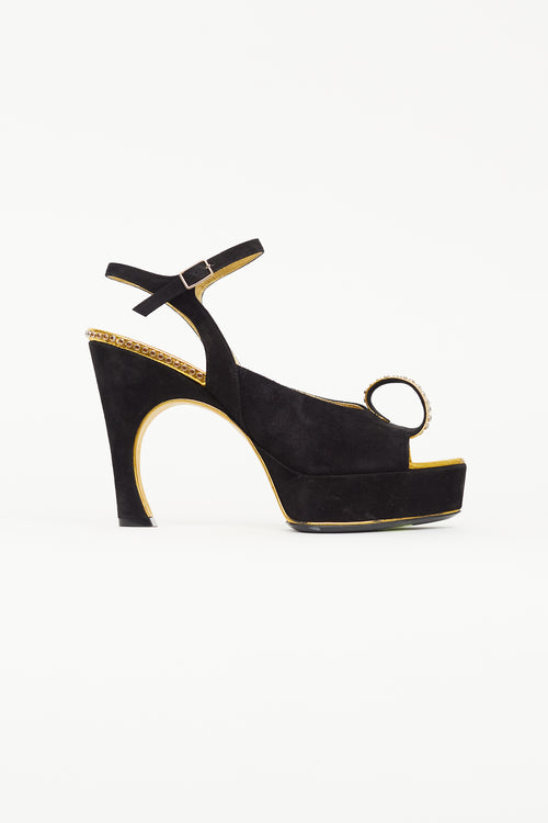 Dries Van Noten Black & Gold Suede Heel