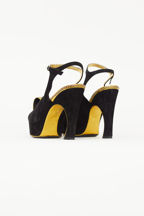 Dries Van Noten Black & Gold Suede Heel