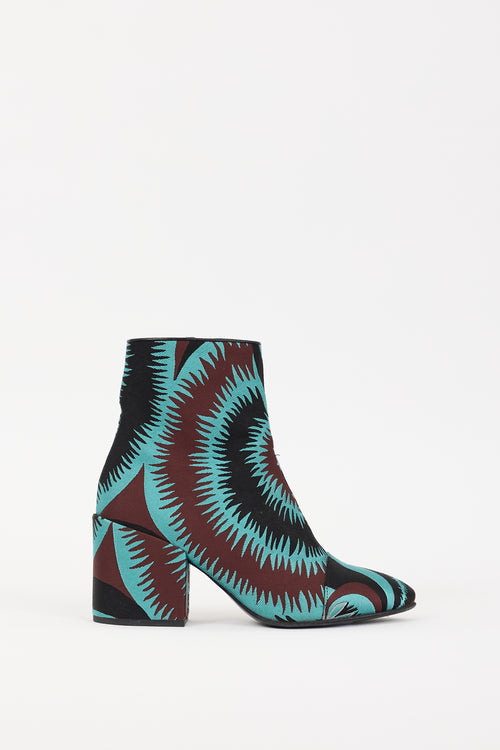 Dries Van Noten Blue & Multicolour Jacquard Ankle Boot