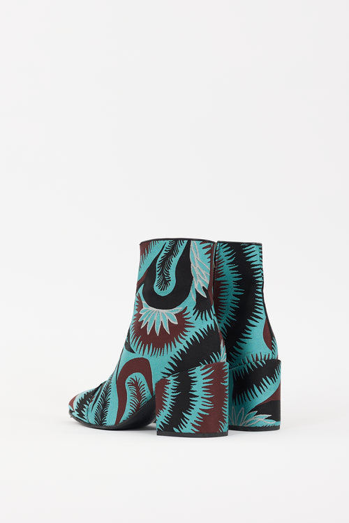 Dries Van Noten Blue & Multicolour Jacquard Ankle Boot