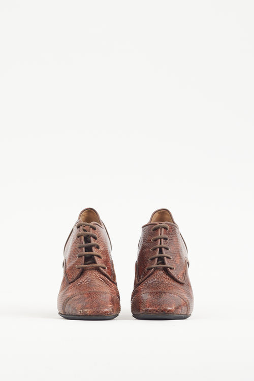 Dries Van Noten Brown & Multicolour Textured Leather Lace Up Bootie