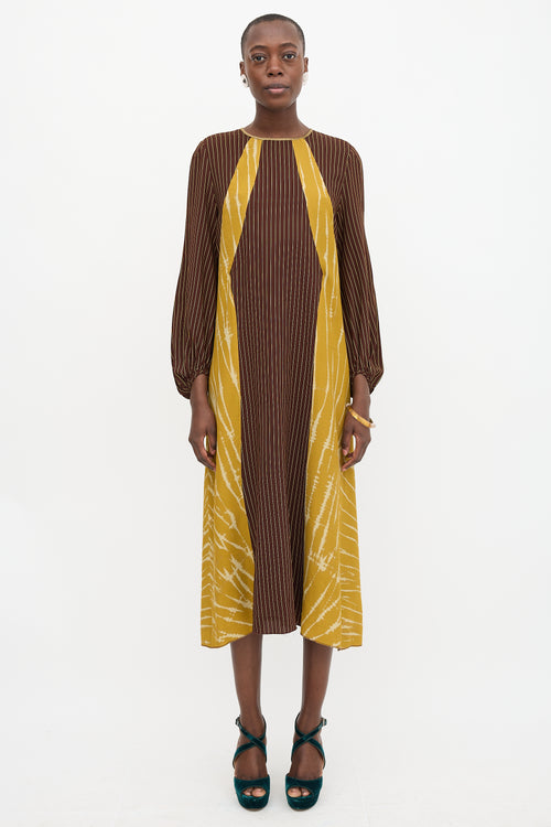 Dries Van Noten Crepe Multi Stripe Dress