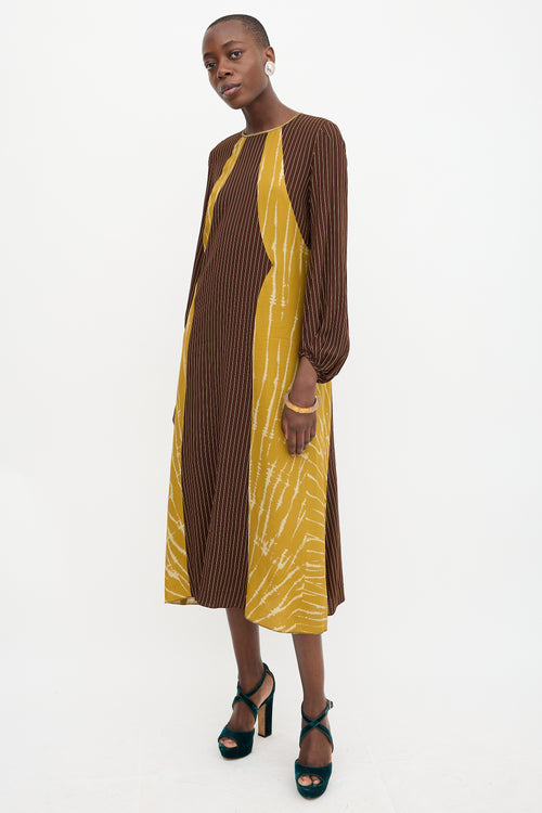 Dries Van Noten Crepe Multi Stripe Dress