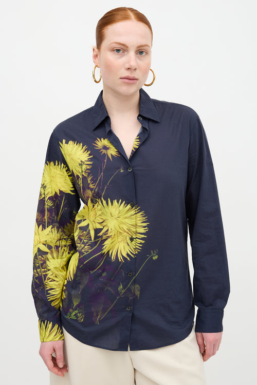 Dries Van Noten Floral Print Button Up Shirt