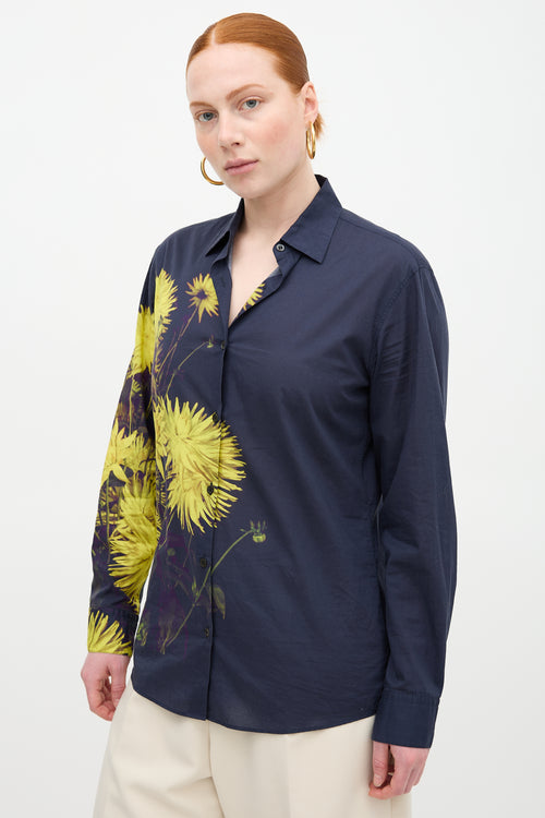 Dries Van Noten Floral Print Button Up Shirt