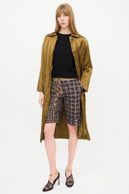 Dries Van Noten Geometric & Floral Embroidered Shorts