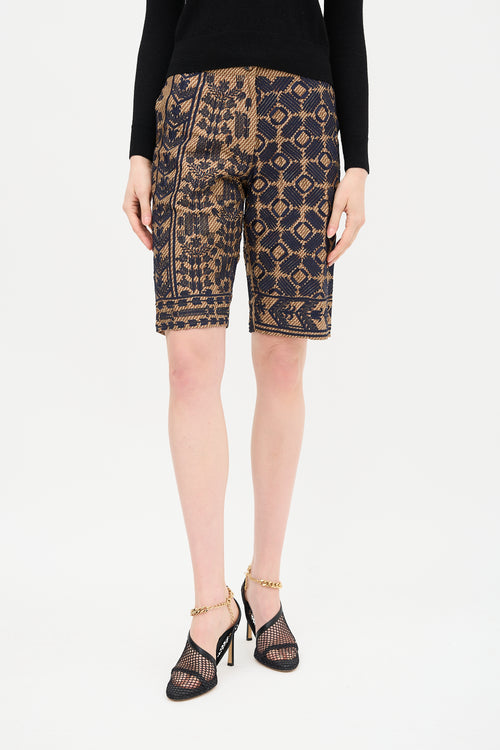 Dries Van Noten Geometric & Floral Embroidered Shorts